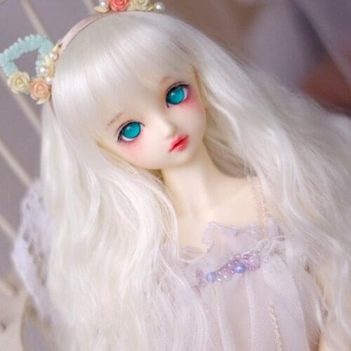 1/3 1/4 1/6 1/8 Bjd Wig High Temperature LOVELY Long Wavy Wire White Bjd Wig SD For BJD Doll Hair Wig
