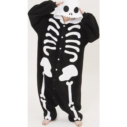 Super Quality Adult Unisex Skeleton Costume For Halloween Party Sleepwear Pajama Onesies