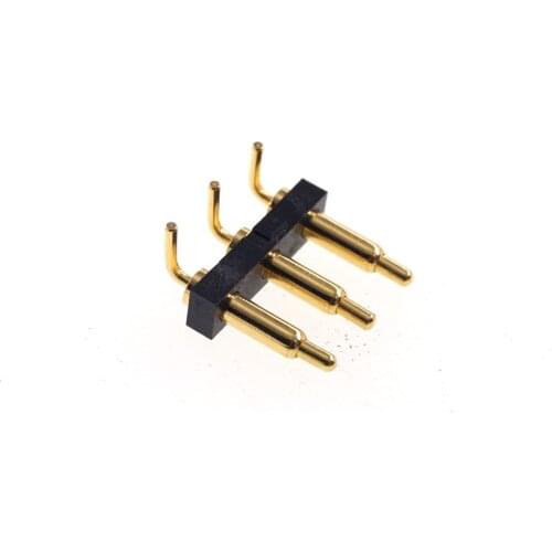 20 Pcs Spring Loaded Pogo Pin Connector 3 Position Grid 3.5 Pitch Height 8.0 Single Row Right Angle Through Holes PCB 9.8 Space