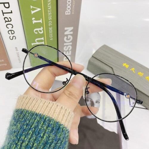 Transparent Computer Glasses Frame Women Men Anti Blue Light Round Daisy Eyewear Blocking Glasses Optical Spectacle Eyeglass