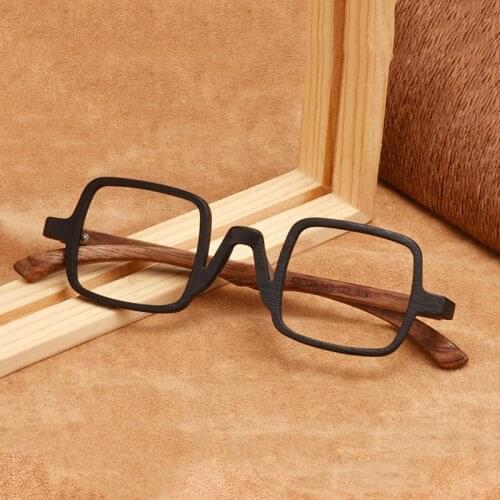 Retro Men Real Wood Glasses Frame Square Women Luxury Brand Prescription Myopia Optical Eyeglasses Frame Small Reading glasses