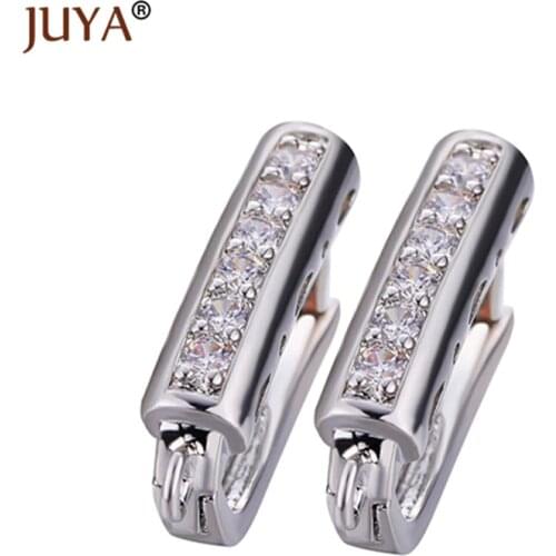 NEW Design 4 Style Gold Black Fashion Copper Zircon Rhinestone Hoop Earrings Accessories DIY Findings for Jewelry Making