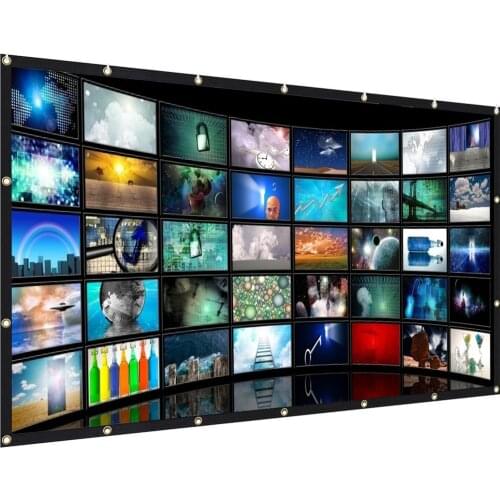 Projection Screen 16: 9 Foldable Anti-wrinkle Portable Outdoor Home Theater Movie Screen Indoor Stand Double-sided Projection