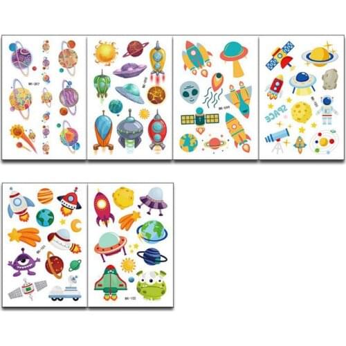 10 Pc Cute Space Tattoo for Kid Fake Taty Children Tatouage Rockets Body Art Waterproof Temporary Tattoo Sticker Party Decor
