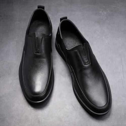 Comfortable Men Business Shoes Genuine Leather Breathable Slip-on Walking Driving Shoes Fashion Casual British Style Men Shoes