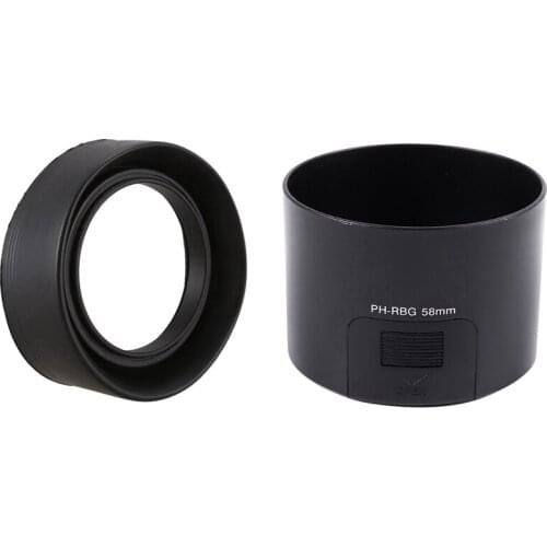 52mm 3-Stage Collapsible Rubber Lens Hood for Canon 50/1.8 & PH-RBG 58mm Lens Hood Black for Pentax SMCP-DA 55-300mm