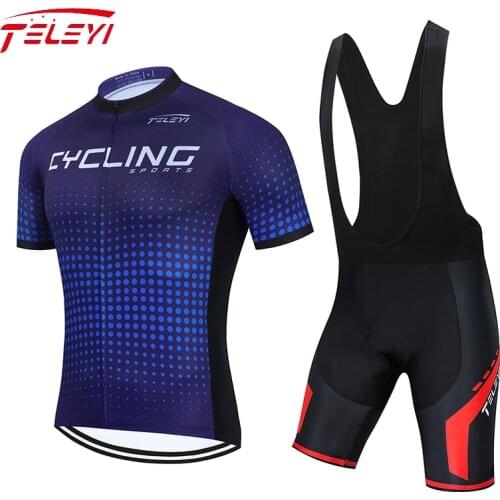 TELEYI Pro Cycling Set MTB Bicycle Wear Maillot Ropa Ciclismo 3 Colors Bike Uniform Cycling Jersey Set Cycling Clothing