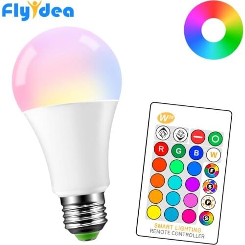 Magic Decorative Lighting 5W 10W 15W RGB+White Smart Infrared Remote Control Bulb E27 85-265V LED Color Change Light