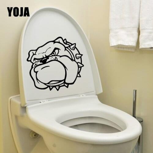 YOJA 23.3X21.2CM Angry Dog Bulldog Pet Collar Studs Guard Mural Home Decor Wall Stickers Toilet Decal T5-1553