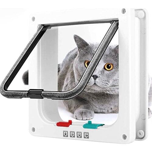 Hobbylane S/M/L Lockable Dog Cat Kitten Door Security Flap Door ABS Plastic Animal Small Pet Cat Dog Gate Door Pet Supplies