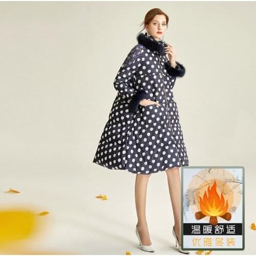Woman Coats Winter Plus Size Jacket Women 2020 Luxurious Fur Collar Ultra-light Print Polka Dot White Duck Down Jacket Female