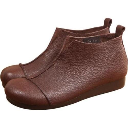 New Spring Flats Shoes Women Genuine Leather Oxford Shoes for Women Slip On Round Toe Comfortable soft Retro shoes for women