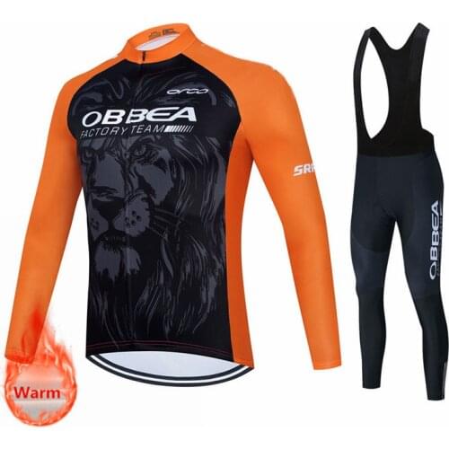 2021Winter Thermal Fleece Set Cycling Clothes Men Jersey Suit Sport Riding Bike MTB Clothing Bib Pants Warm Sets Ropa Orbeangful