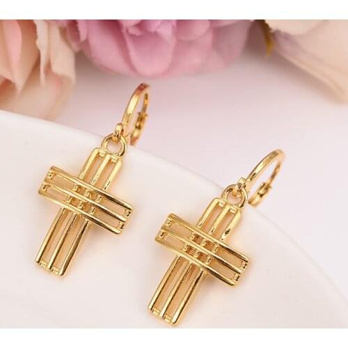 Gold cross drop earring Ethiopian/Nigeria/Kenya /Ghana Gold color Dubai african Arab Middle Eastern Jewelry Mom Gifts