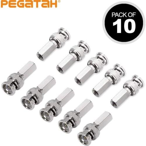 10PCS BNC security system Male Connectors Cable Adapters for RG59 Coaxial Cable BNC1A2 C63