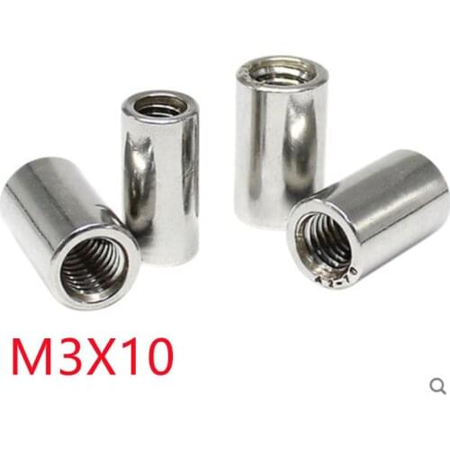 10pcs Coupling Nut M3*10 304 Stainless Steel Extend Long Round Nuts