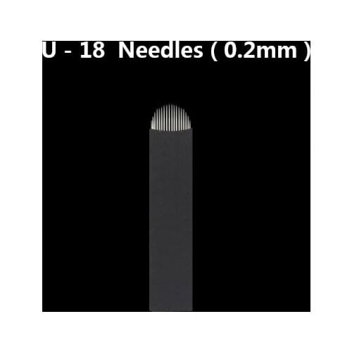 100 PCS Laminas Agulhas Tebori Microblading 18 U Shape Needles Permanent Makeup Tattoo Needle Flex Blades for Eyebrow Manual Pen