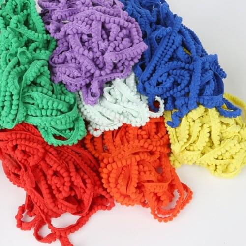 5Yards 10mm Pom Pom Lace Fabric Pompom Ball Fringe Ribbon Knitted Sewing Pom pom lace DIY Wedding Party Craft Garment Accessory
