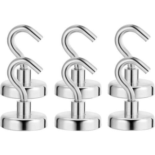 6Pcs Heavy Duty Magnetic Hook Strong Magnets Hook for Home Kitchen Storage Organization