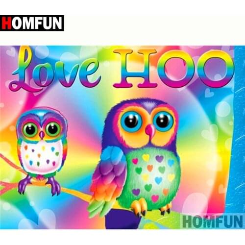 HOMFUN Full Square/Round Drill 5D DIY Diamond Painting "Cartoon owl text" 3D Diamond Embroidery Cross Stitch Home Decor A20028