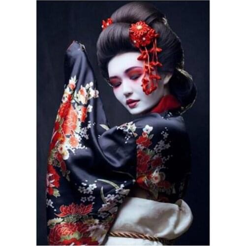 Diamond Painting Cross Stitch women Diamond Embroidery Japanese girl with fan 5D DIY Mosaic Full Drill Decoration Home WG1751