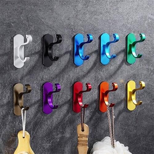 10 Colors Space Aluminum Multi-color DIY Towel Wall Hook Nail Free Bathroom Kitchen Clothes Key Hat Rack Bag Hanger Holder