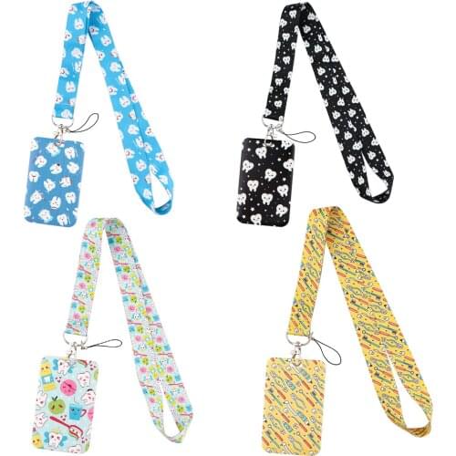 CB828 Tooth Care Creative Lanyard Credit Card For Doctor Nurse Dentist ID Name Work Card Holder Business Card Cover Badge