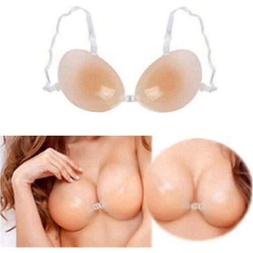 Womens Sexy Bra Silicone Self Adhesive Push Up Bra Bust Front Closure Invisible Backless Bra Cup A B C D Bras