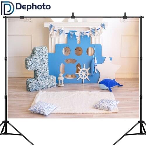 DePhoto Baby 1st Birthday Party Photography Background Navigation flower flag fireplace Photographic Backdrops For Photo Studio