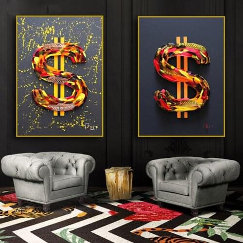 Graffiti Feather Weave Dollars Money Canvas Paintings Wall Art Posters Prints Wall Pictures for Living Room Modern Home Cuadros