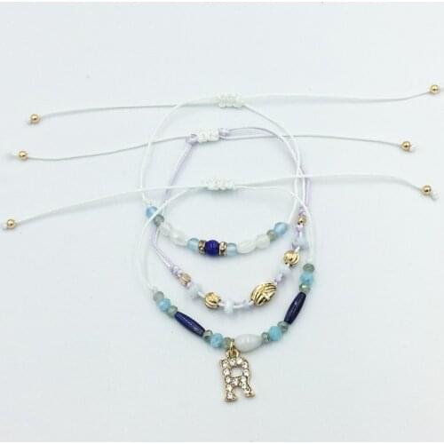 HanJing bohe korean pop fashion female new 2019 woman new arrival handmade cute good quality charm letter crystal bead bracelet