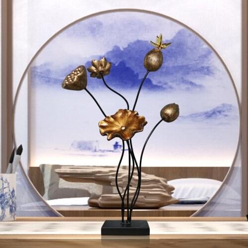 Chinese Wrought Iron Zen Lotus Figurines Crafts Restaurant Table Furnishing Ornaments Office Home Desktop Decoration Craftwork