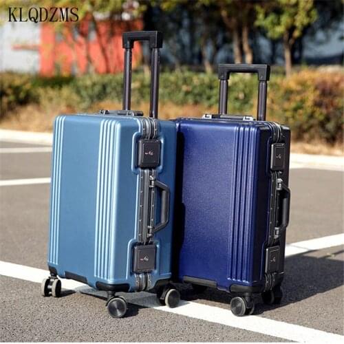 KLQDZMS men business aluminum frame rolling luggage spinner wheel suitcase 20inch student carry on woman 24 inch travel suitcase
