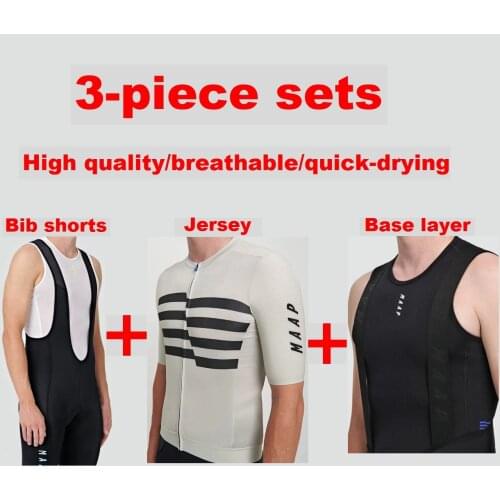 Maap 3 Piece Summer Cycling Set 2021 Summer Bicyle Clothing Short Sleeve Jersey Bib shorts Baselayer Combinacion de ciclismo