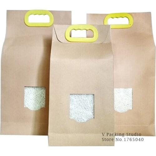 M size Packing 2kg Kraft paper bags/ stand paper gift bags/food paper box/Cookies Walnut dry fruit stand box 100piece\lot
