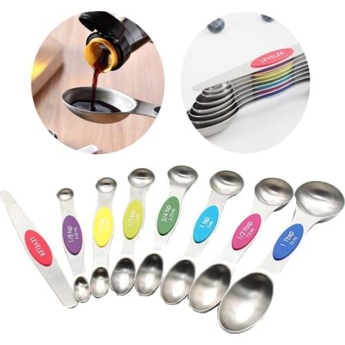 Measuring Spoons Dual Sided Magnetic Measuring Spoons for Dry or Liquid Ingredients, Heavy Duty Kitchen Tools