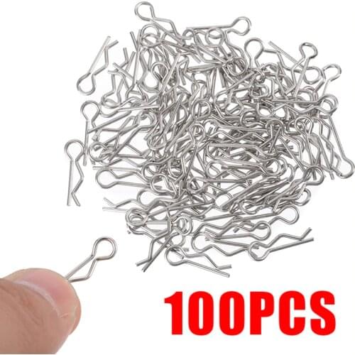 100pcs/set 18*1mm Metal Body Shell Clips Buckles For 1/16 RC Remote Control Car Parts Accessories