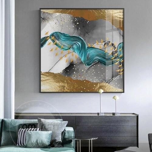 Fashion Gold Foil Block Poster and Print Modern Canvas Painting Abstract Wall Art Pictures for Living Room White and Black Decor