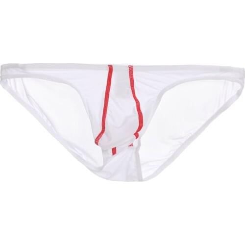Mens Sexy Mid Rise Briefs Penis Sheath Cover Bikini Underwear Quick Dry Breathable Comfy Soft Thongs L-2XL