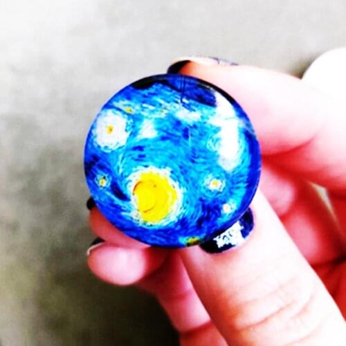 FLTMRH 12mm 25mm 14mm 16mm 18mm 20mm Photo Glass Cabochons Round Cameo Set Handmade Settings Starry Sky