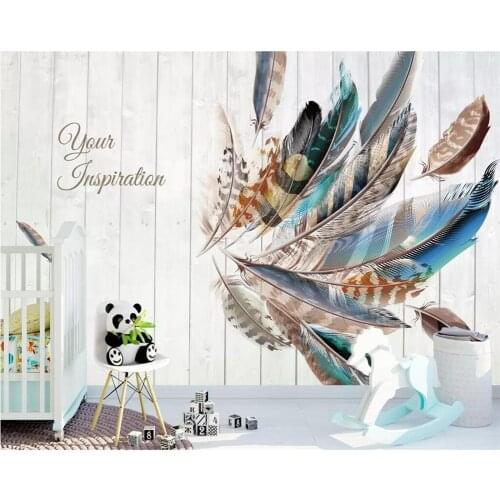Custom wallpaper 3d murals Nordic modern minimalist color feather wood board Decorative paintings wall paper 3D papel de parede