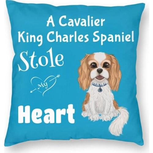 Cavalier King Charles Spaniel Throw Pillow Case Home Decorative Square Funny Dog Cushion Cover 40x40 Pillowcover for Living Room