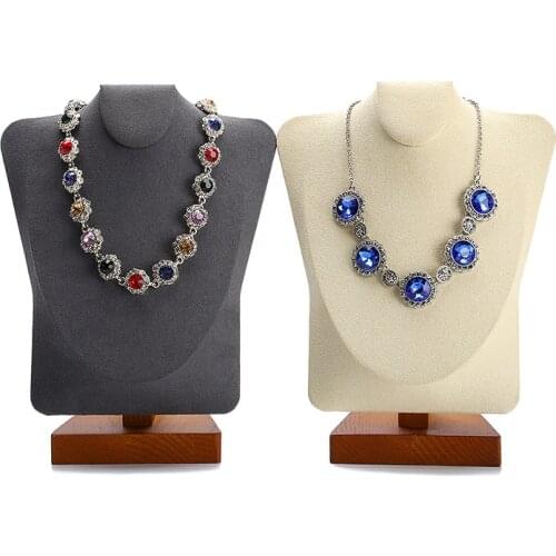 New portrait solid wood microfiber neck model neck necklace pendant display stand jewelry display props