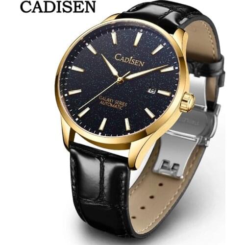 NEW CADISEN Classic Luxury Mens Automatic Watch Sapphire Glass Mechanical Wristwatch Stainless Steel 100M Waterproof Watches