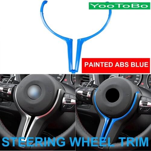 Painted Blue ABS Car Steering Wheel Trim Cover Sticker Color-Coated For BMW M2 F87 M3 F80 M4 F83 F10 M5 F06 F12 F13 M6 2014-18