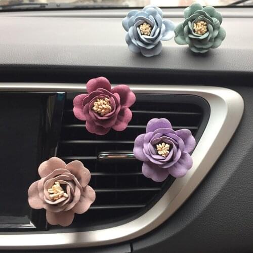 1pcs Romantic Camellia Air Freshener with Clip Car Styling Perfume For Air Condition Vent Car Accessories