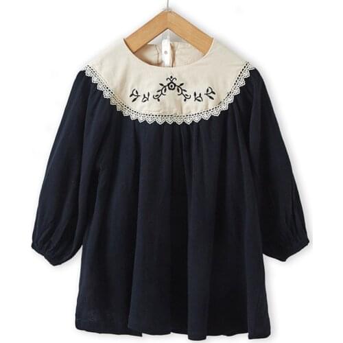 Girls Dress 2020 Autumn New Children Girls Palace Style Baby Kids Todder Cute Lace Embroidered Princess Party Girls Dress