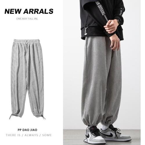 2021 Man Casual Tie Leg Straight Pants Woman Corduroy Solid Color Oversize Trousers Man Warm Korean Streetwear Pants