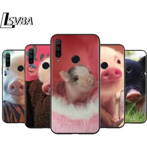 Anti-Fall Soft Black Cover Cute Lovely Pink Pig For Huawei Honor 10i 10 8S 8C 8X 8A 8 7S 7A 7C Pro Phone Case