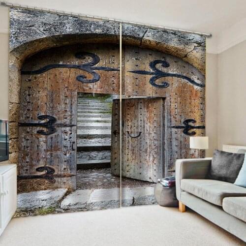 Luxury Blackout 3D Window Curtain For Living Room Retro door curtains 3D Curtain Printing Blockout Polyester